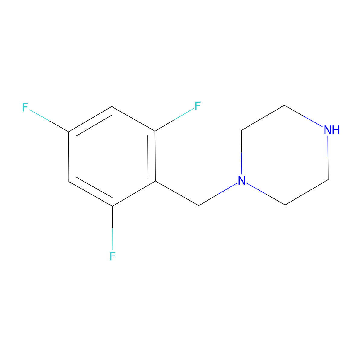 1-[(2,4,6-Trifluorophenyl)methyl]piperazine molecular structure, CAS 1495460-14-4