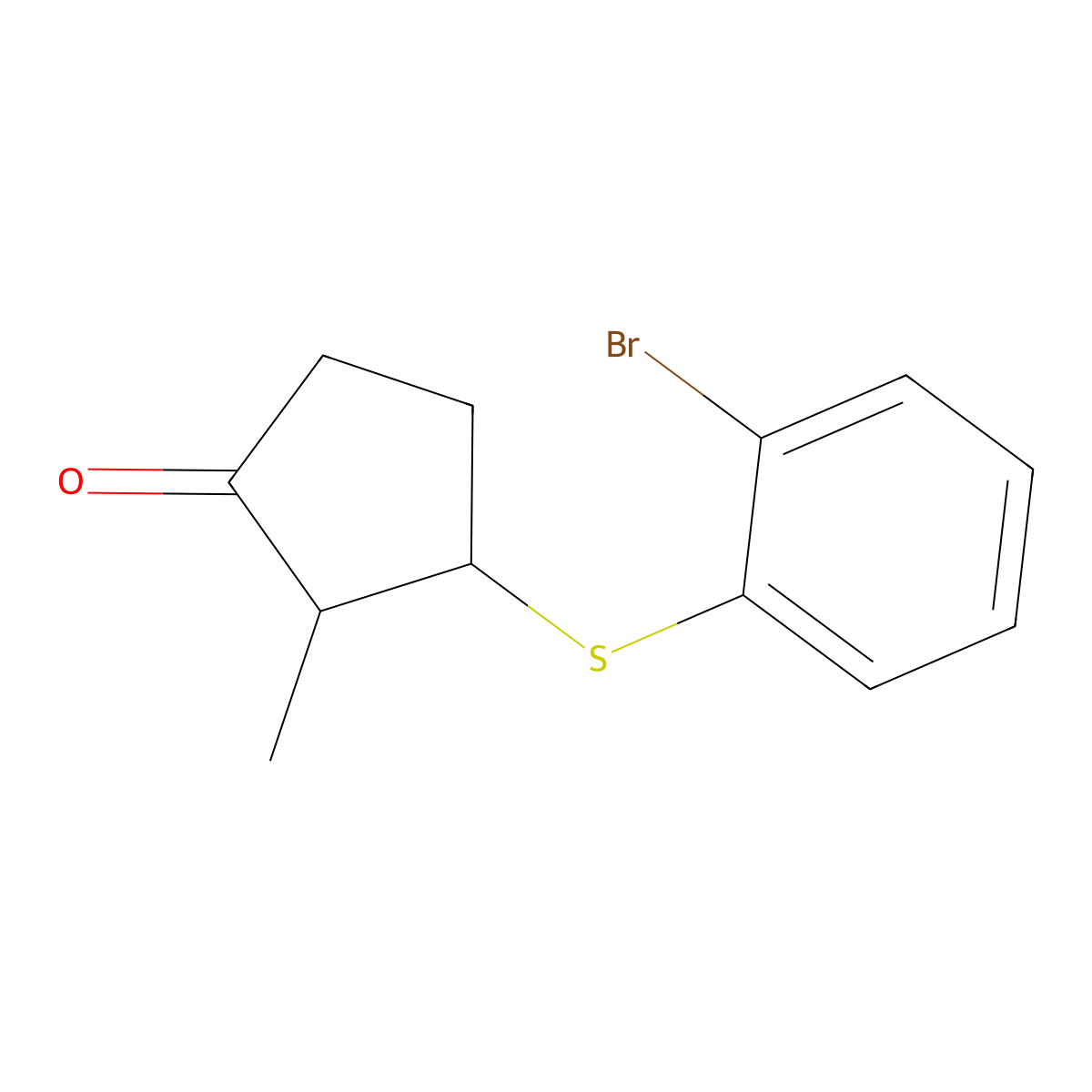 3-[(2-Bromophenyl)sulfanyl]-2-methylcyclopentan-1-one molecular structure, CAS 1495482-71-7