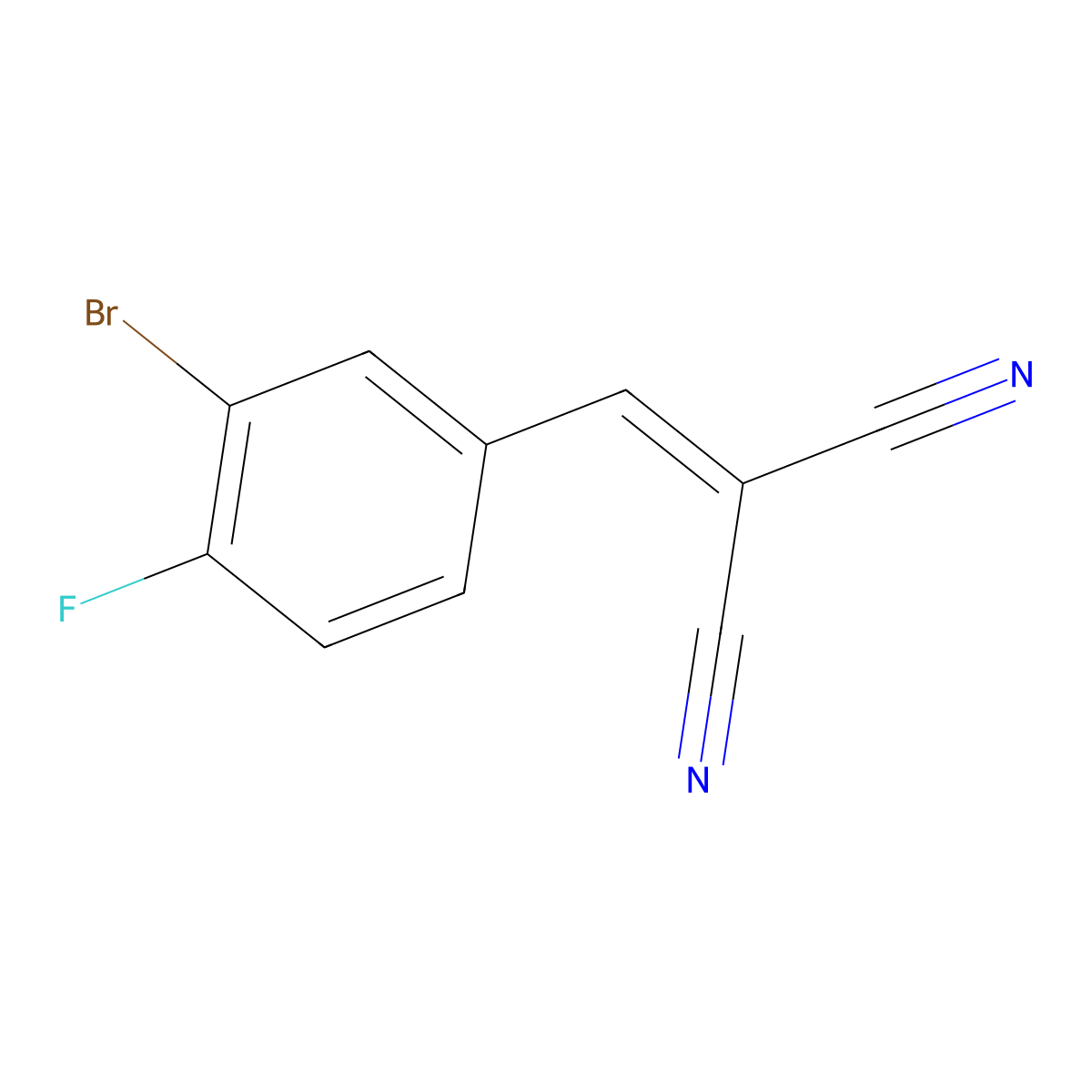 2-[(3-Bromo-4-fluorophenyl)methylidene]propanedinitrile molecular structure, CAS 149550-26-5