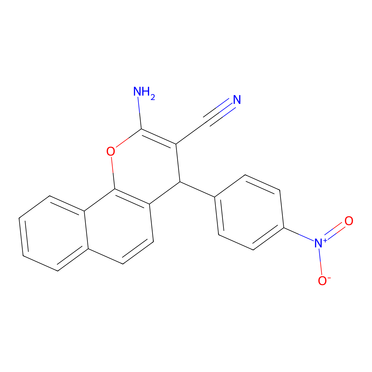 4H-Naphtho[1,2-b]pyran-3-carbonitrile, 2-amino-4-(4-nitrophenyl)- molecular structure, CAS 149550-37-8