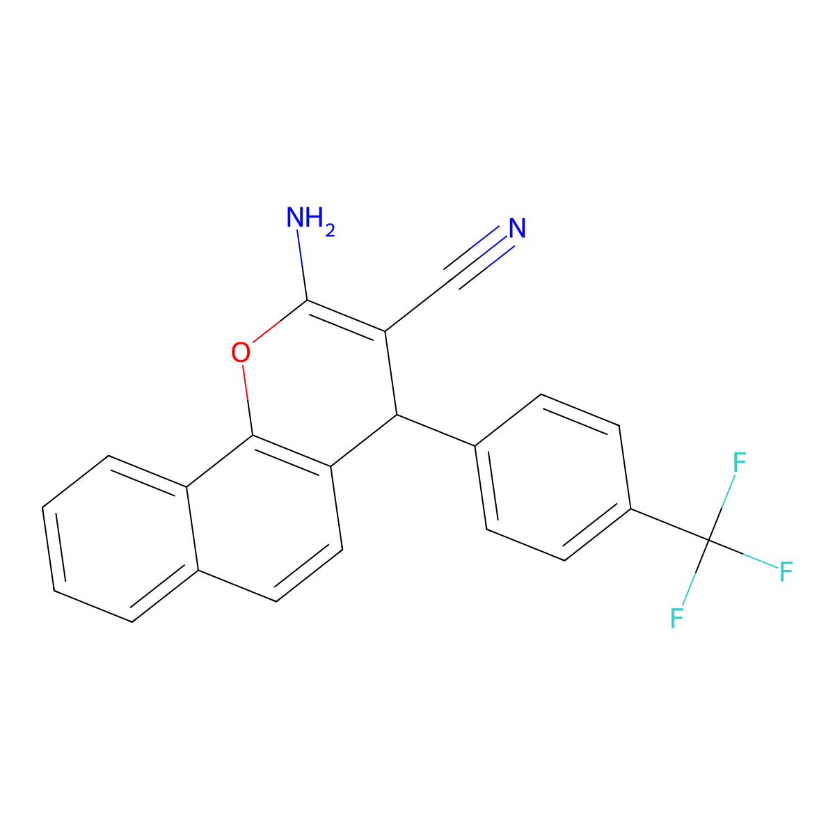 2-amino-4-[4-(trifluoromethyl)phenyl]-4H-benzo[h]chromene-3-carbonitrile molecular structure, CAS 149550-39-0