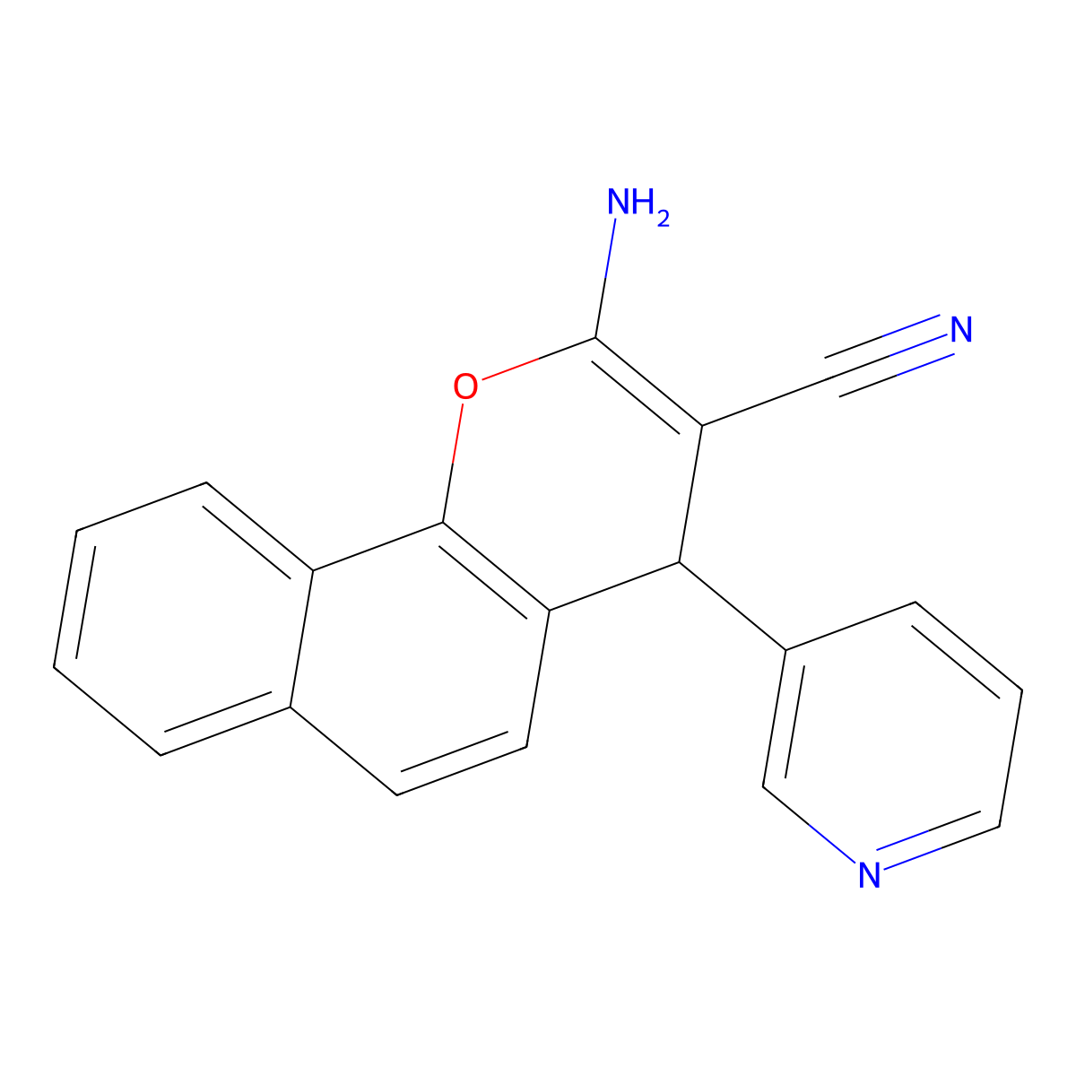 2-amino-4-(pyridin-3-yl)-4H-benzo[h]chromene-3-carbonitrile molecular structure, CAS 149550-46-9
