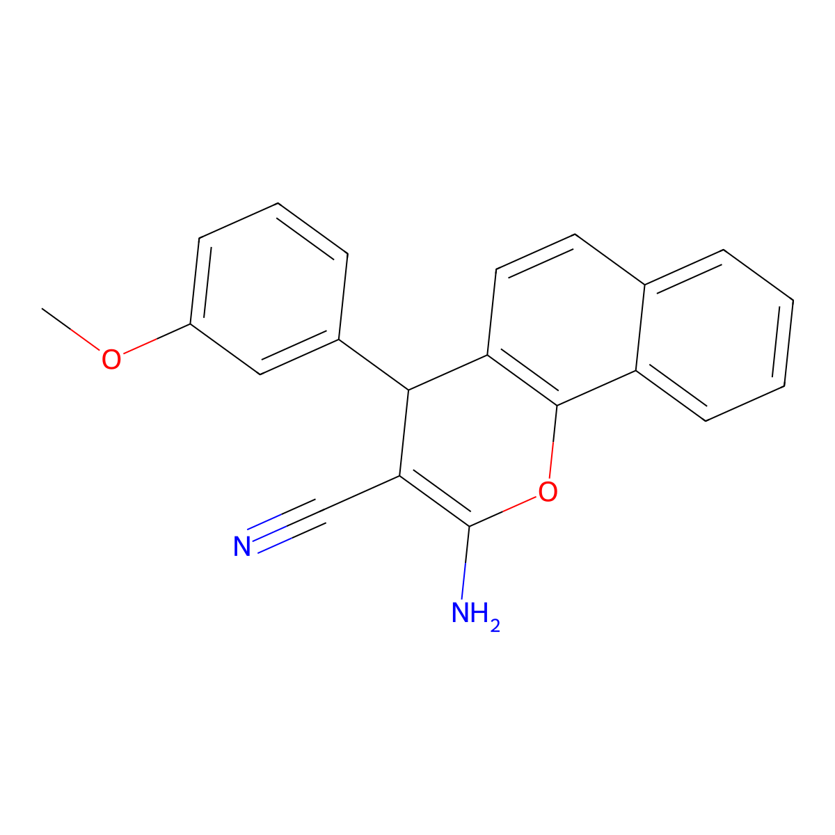 2-amino-4-(3-methoxyphenyl)-4H-benzo(h)chromene-3-carbonitrile molecular structure, CAS 149550-57-2