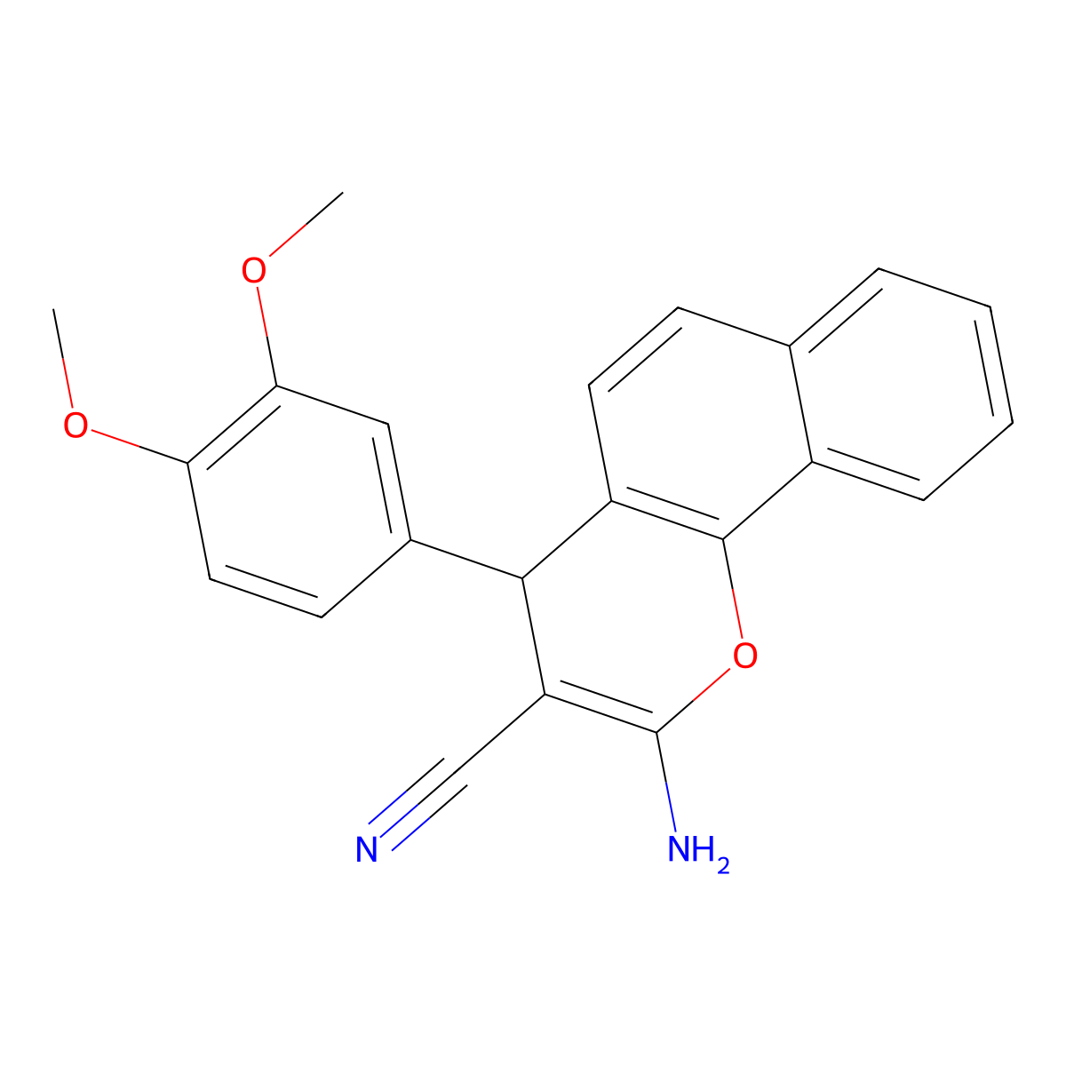 2-Amino-4-(3,4-dimethoxyphenyl)-4H-naphtho[1,2-b]pyran-3-carbonitrile molecular structure, CAS 149550-68-5