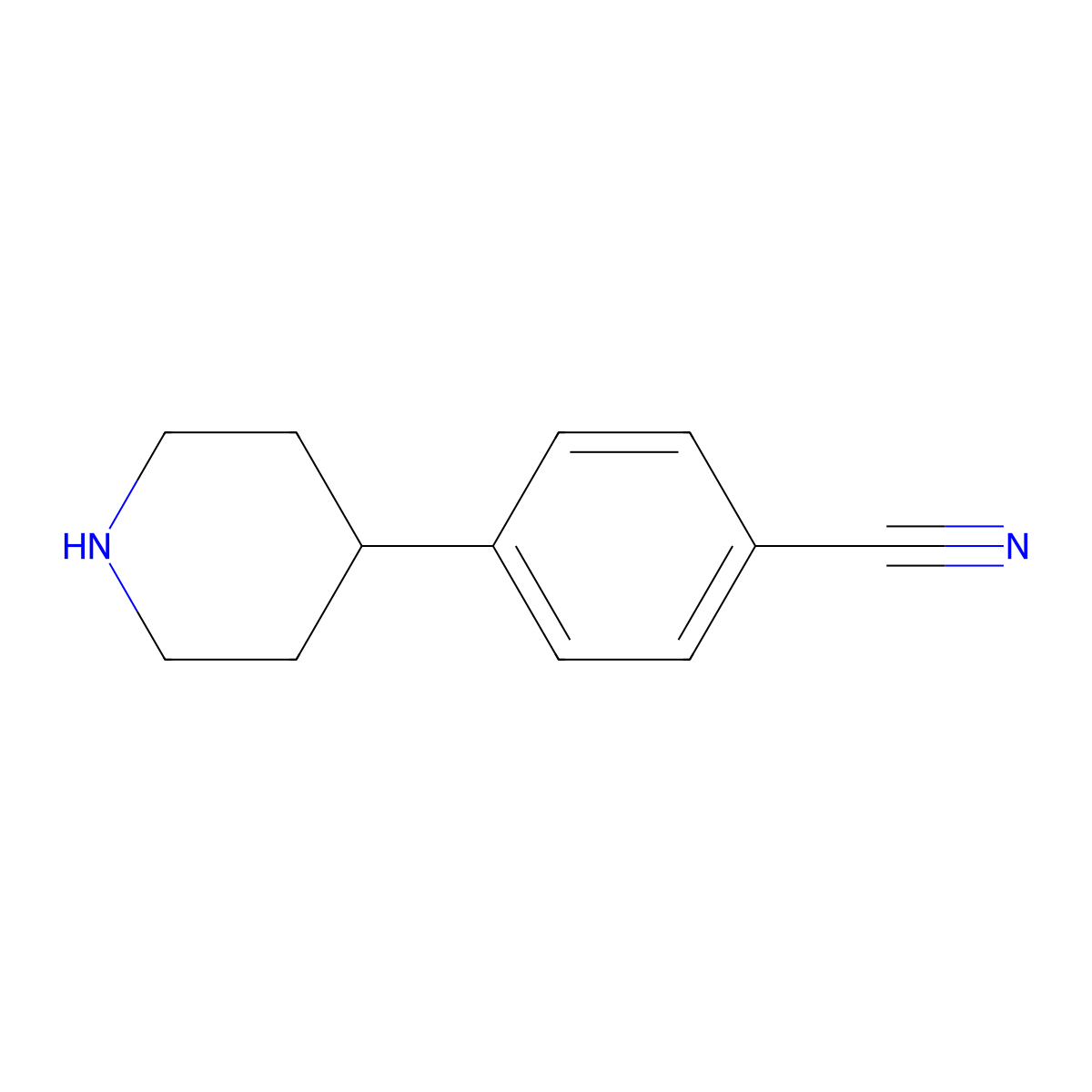 4-(4-Cyanophenyl)piperidine molecular structure, CAS 149554-06-3