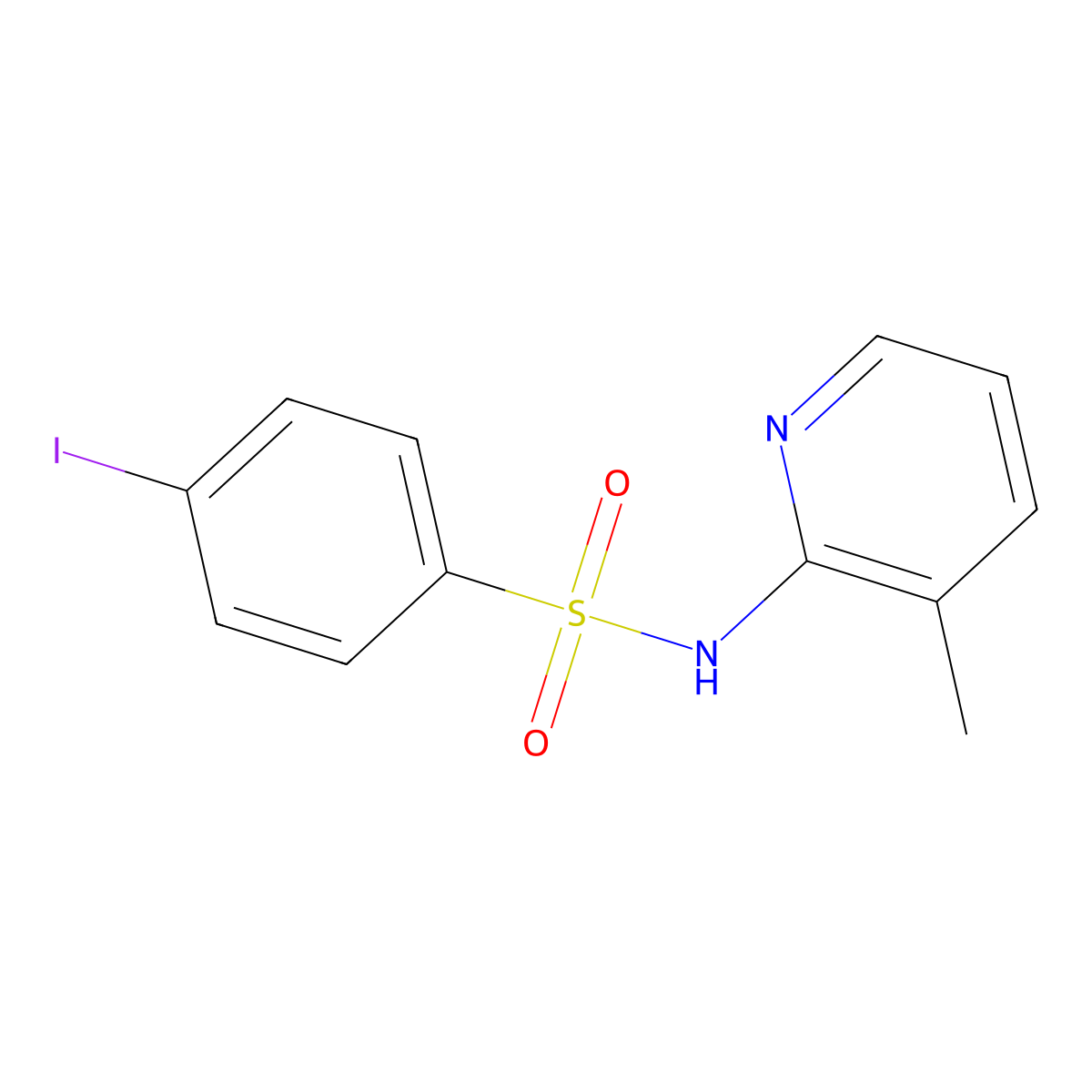 4-iodo-N-(3-methyl-2-pyridinyl)benzenesulfonamide molecular structure, CAS 149556-70-7