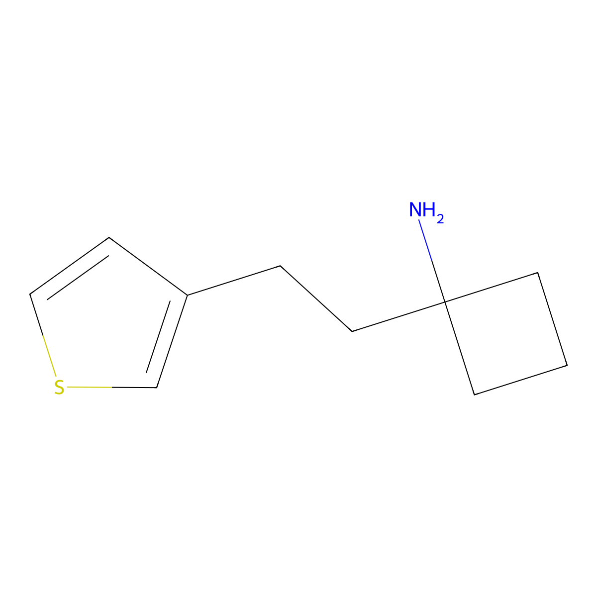 1-(2-(Thiophen-3-yl)ethyl)cyclobutan-1-amine molecular structure, CAS 1495575-94-4