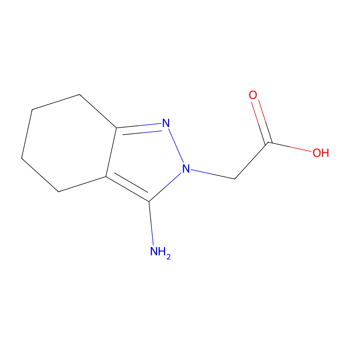 2-(3-amino-4,5,6,7-tetrahydro-2H-indazol-2-yl)acetic acid molecular structure, CAS 1495589-00-8