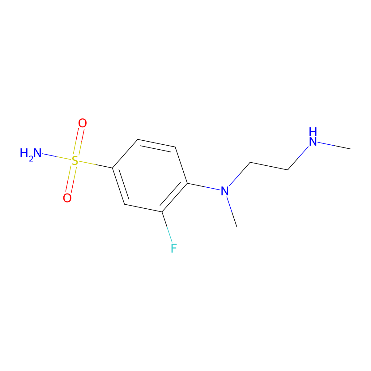 3-Fluoro-4-{methyl[2-(methylamino)ethyl]amino}benzene-1-sulfonamide molecular structure, CAS 1495598-89-4