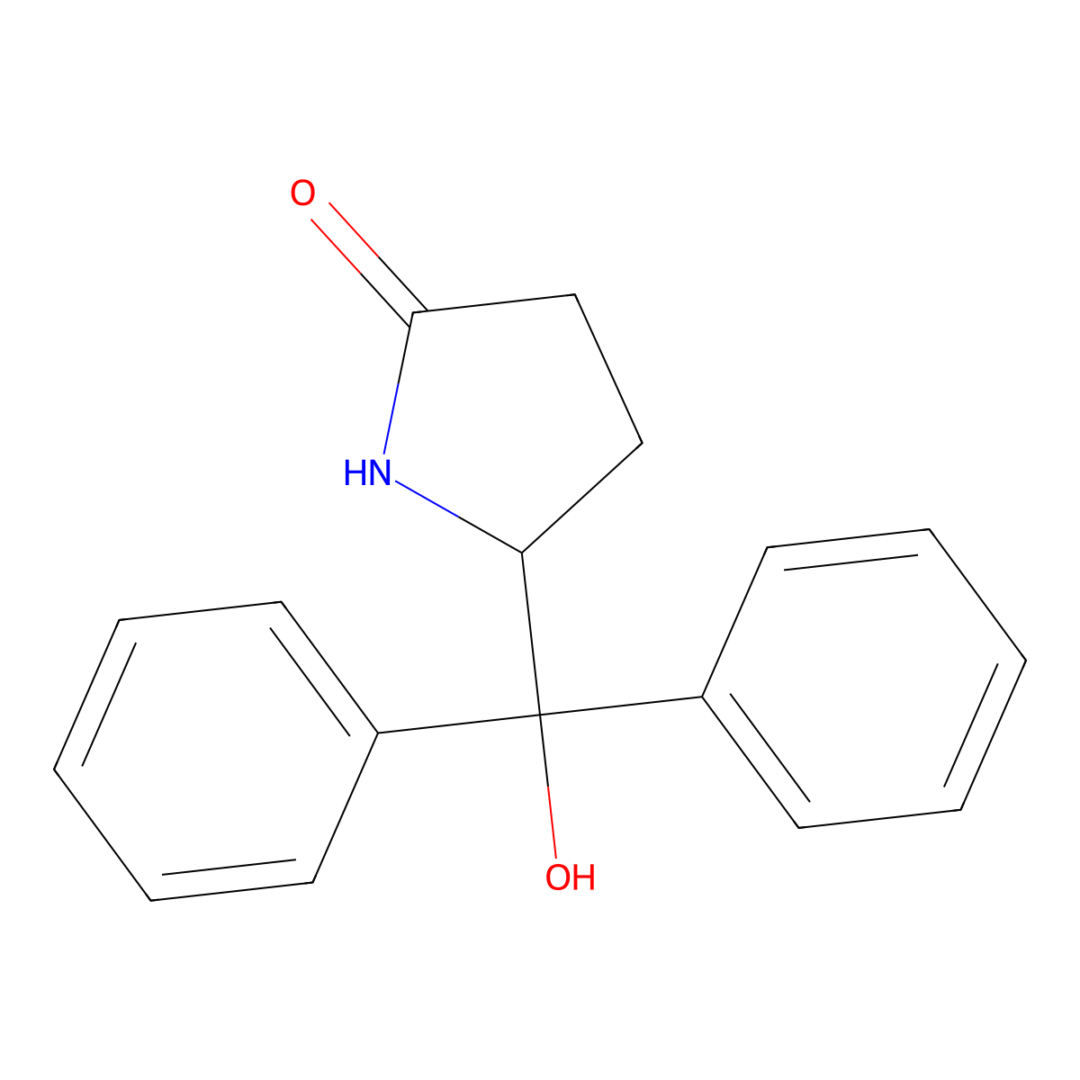 2-Pyrrolidinone, 5-(hydroxydiphenylmethyl)-, (5S)- molecular structure, CAS 149561-81-9