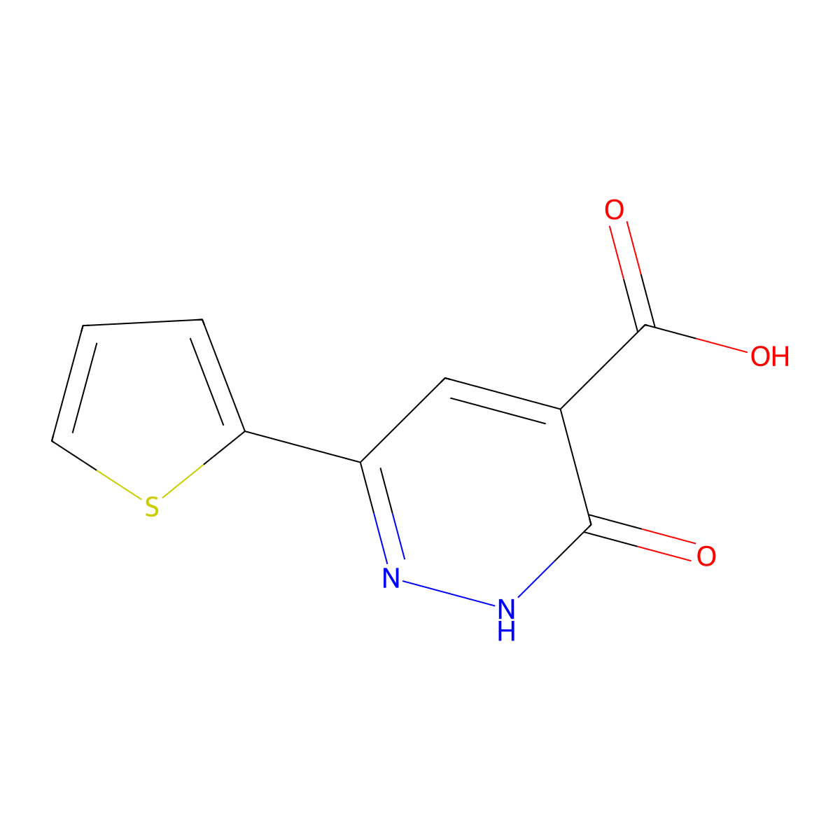 3-Oxo-6-(thiophen-2-yl)-2,3-dihydropyridazine-4-carboxylic acid molecular structure, CAS 1495632-35-3