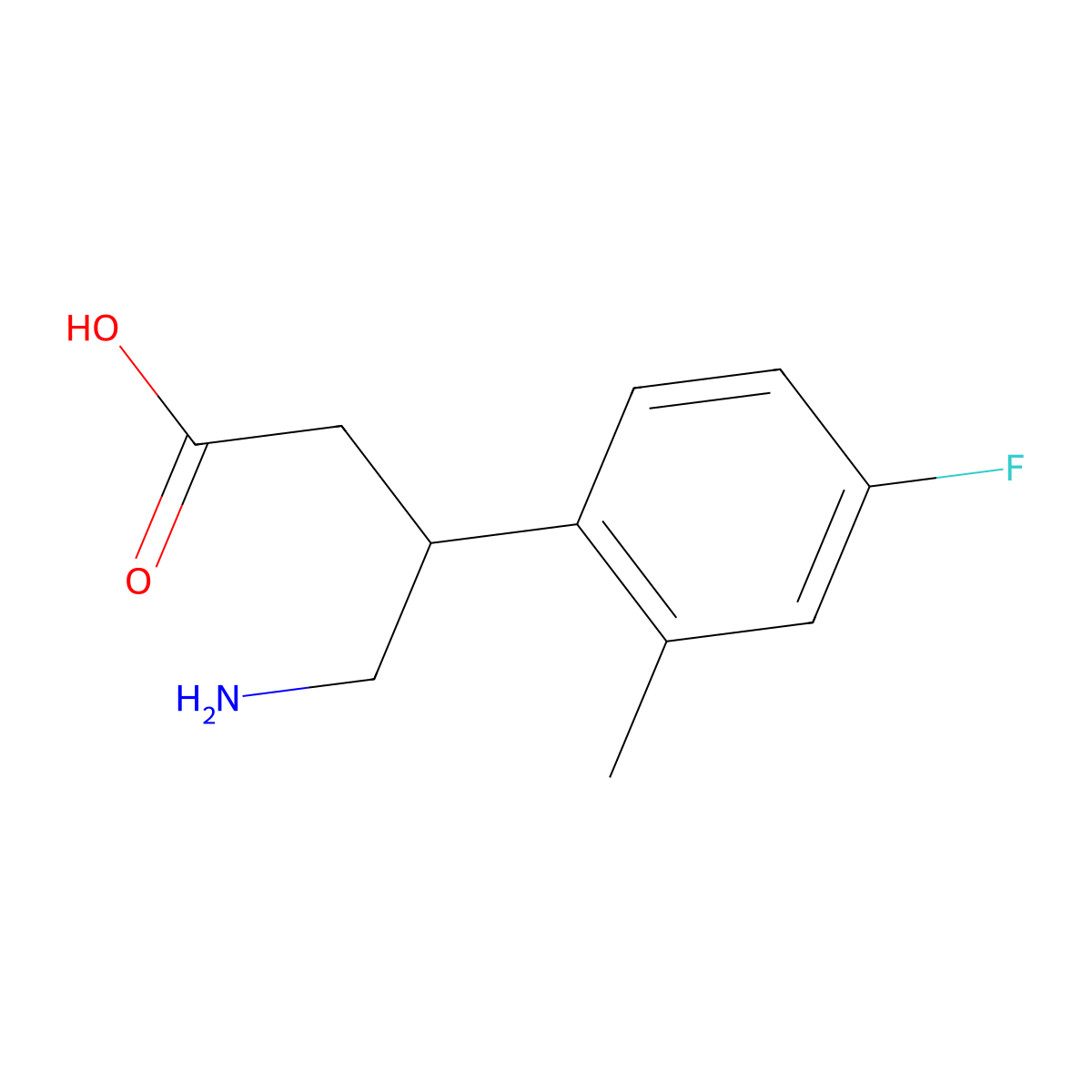 4-Amino-3-(4-fluoro-2-methylphenyl)butanoic acid molecular structure, CAS 1495647-10-3