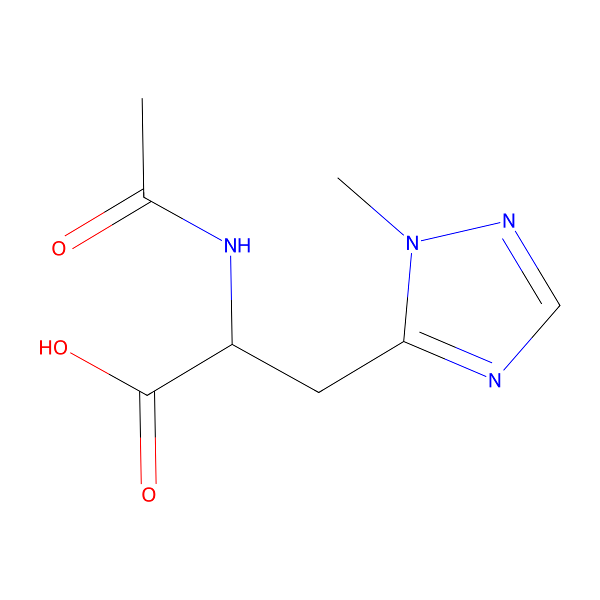 2-acetamido-3-(1-methyl-1H-1,2,4-triazol-5-yl)propanoic acid molecular structure, CAS 1495652-92-0
