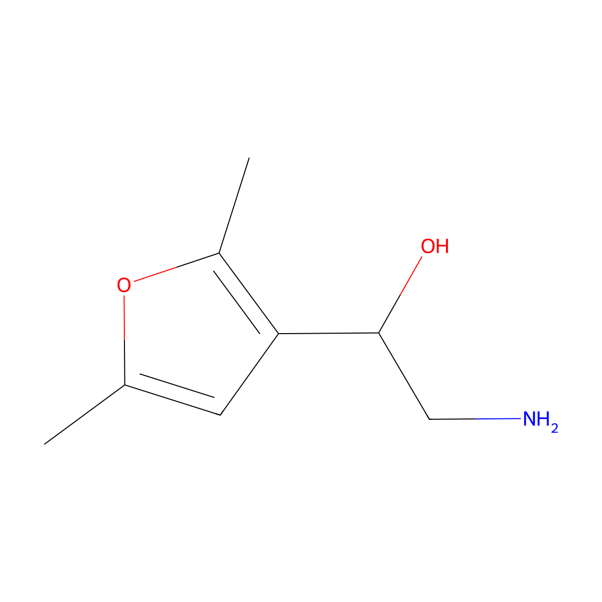 2-Amino-1-(2,5-dimethylfuran-3-yl)ethanol molecular structure, CAS 1495667-62-3