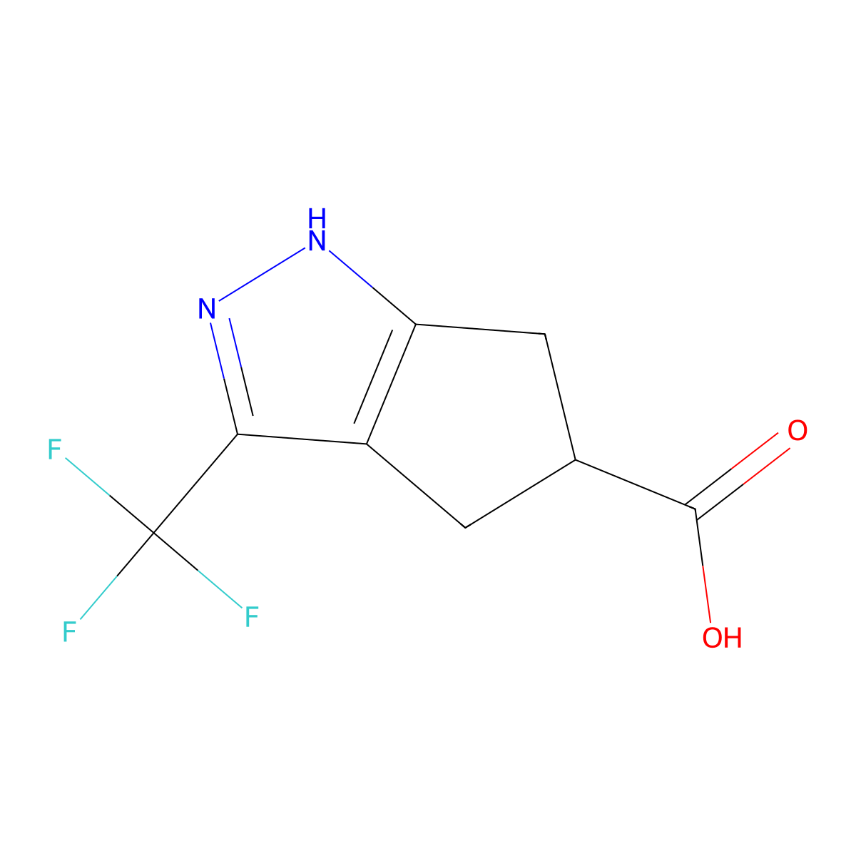 3-(Trifluoromethyl)-1,4,5,6-tetrahydrocyclopenta[c]pyrazole-5-carboxylic acid molecular structure, CAS 1495681-98-5