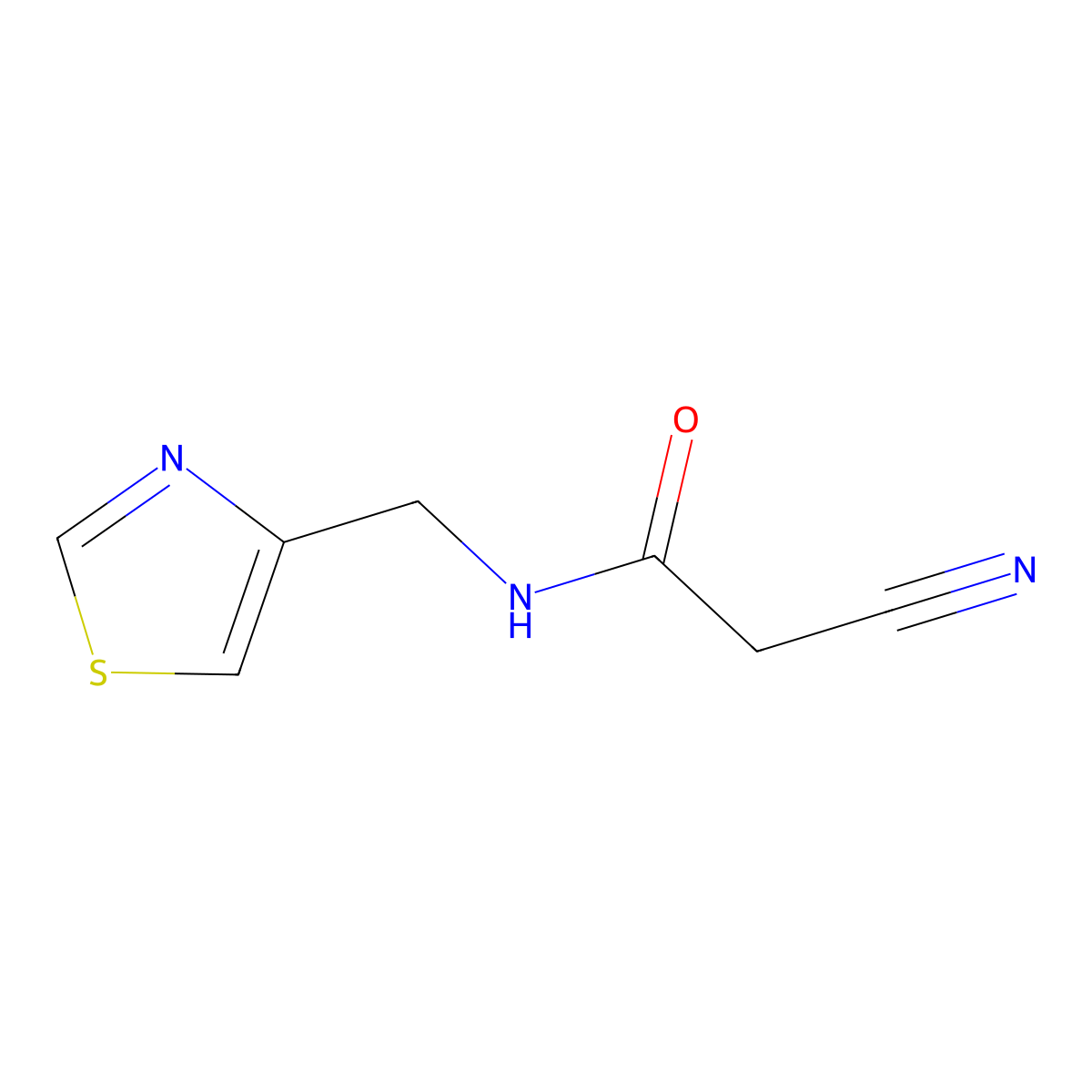2-cyano-N-[(1,3-thiazol-4-yl)methyl]acetamide molecular structure, CAS 1495694-03-5