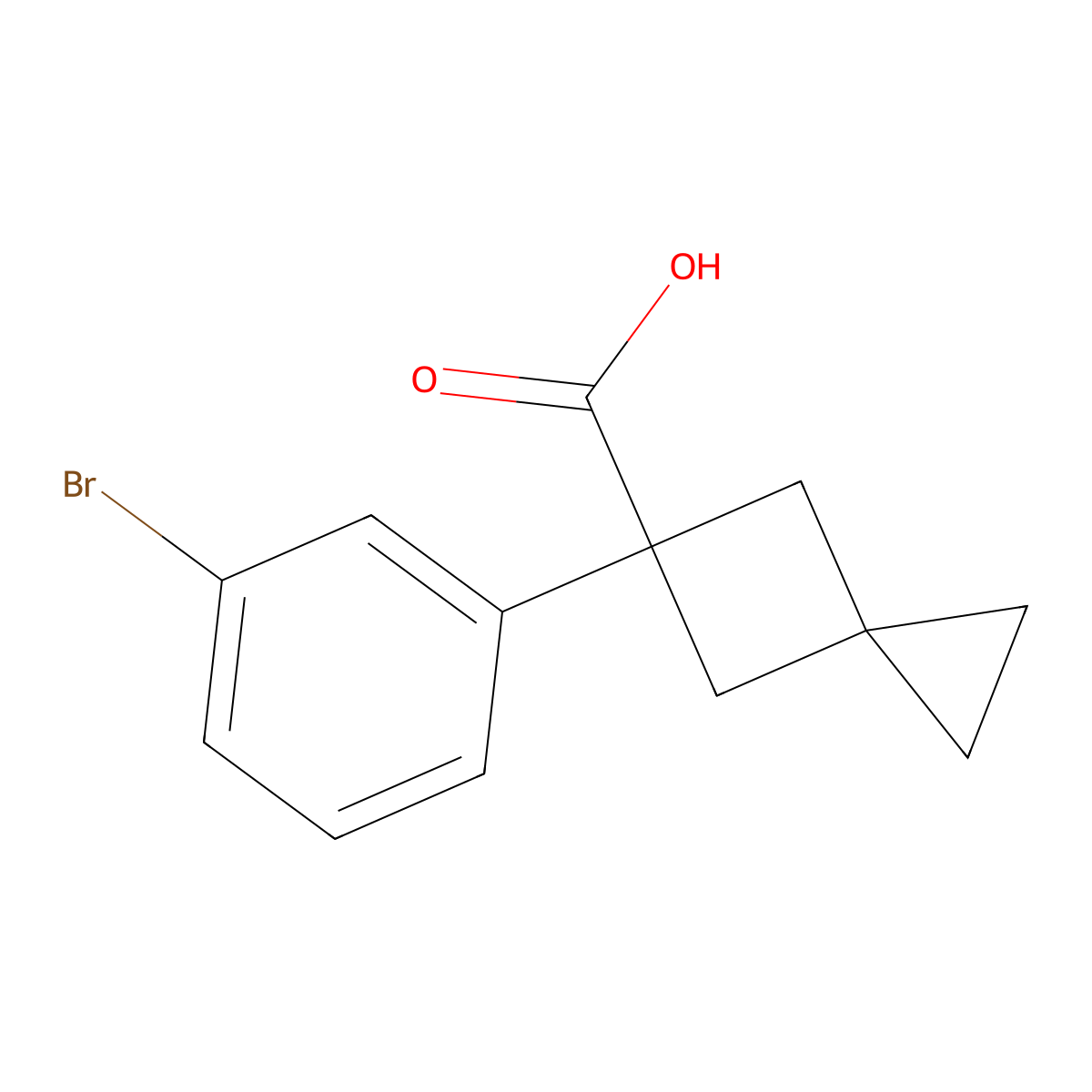 5-(3-Bromophenyl)spiro[2.3]hexane-5-carboxylic acid molecular structure, CAS 1495701-08-0