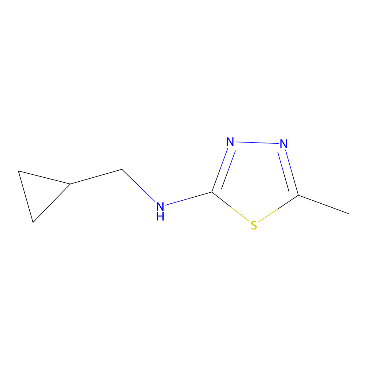 N-(cyclopropylmethyl)-5-methyl-1,3,4-thiadiazol-2-amine molecular structure, CAS 1495704-96-5