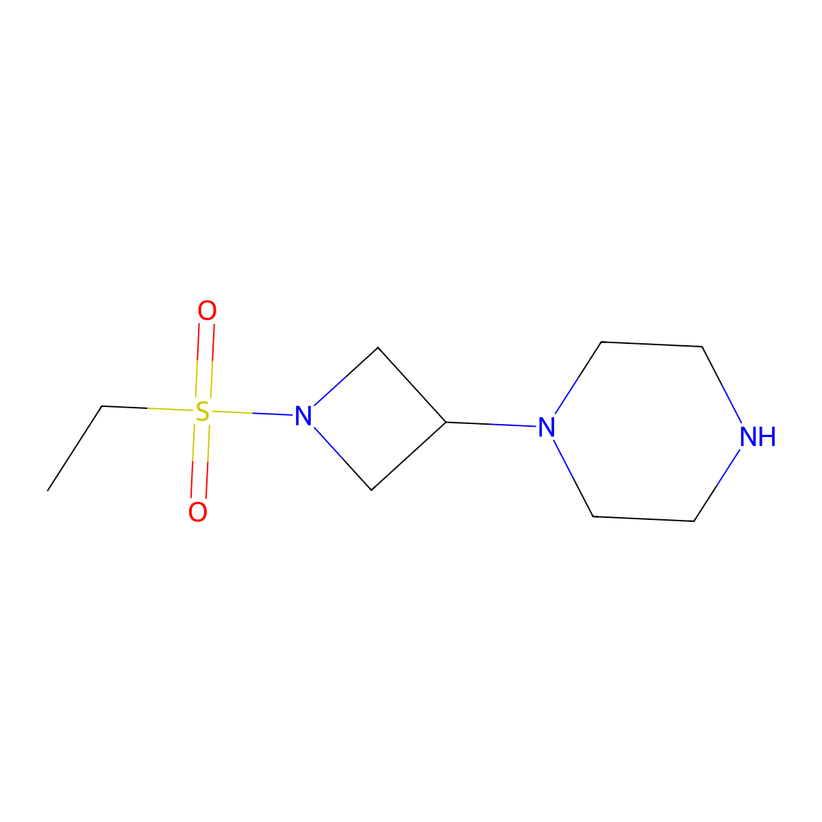 1-(1-(Ethylsulfonyl)azetidin-3-yl)piperazine molecular structure, CAS 1495720-37-0