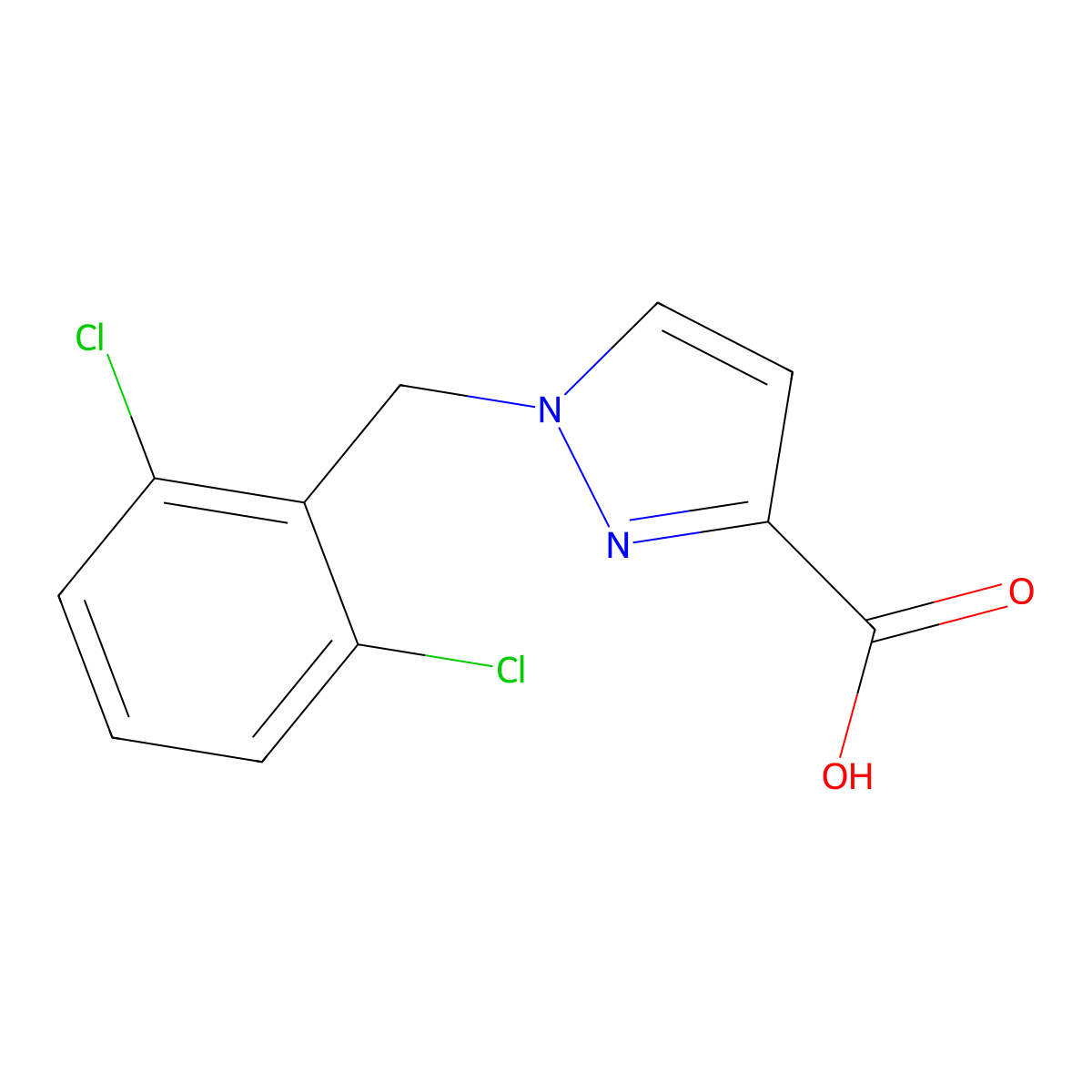 1-(2,6-Dichlorobenzyl)-1H-pyrazole-3-carboxylic acid molecular structure, CAS 1495743-88-8