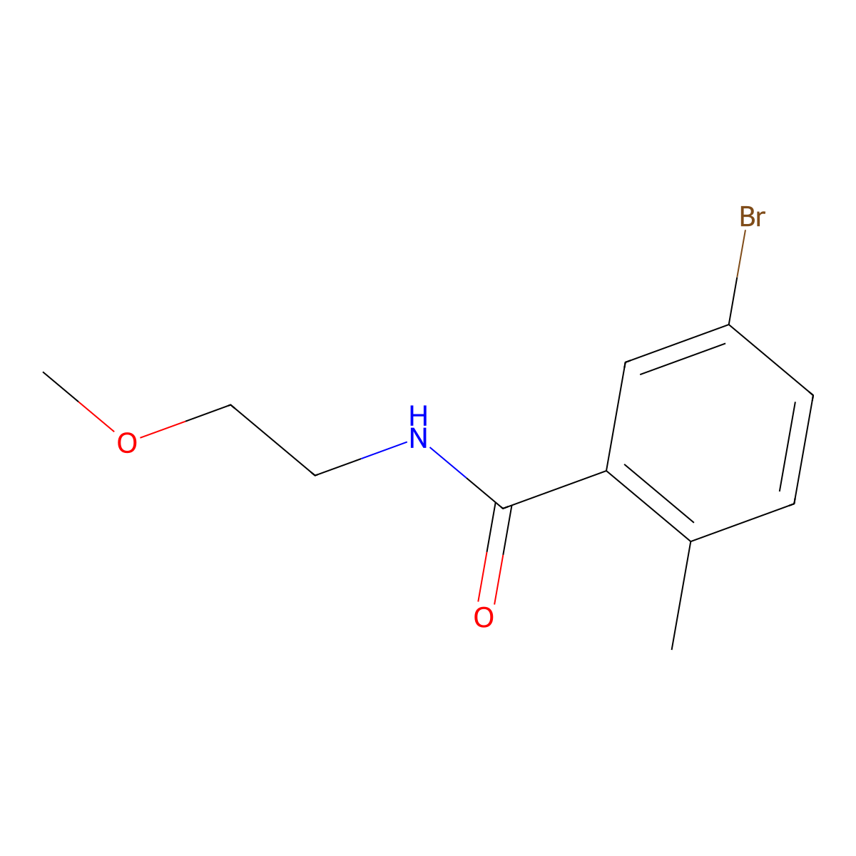 5-bromo-N-(2-methoxyethyl)-2-methylbenzamide molecular structure, CAS 1495840-89-5