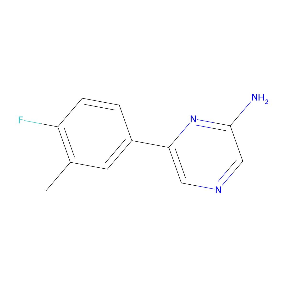 6-(4-Fluoro-3-methylphenyl)pyrazin-2-amine molecular structure, CAS 1495843-26-9