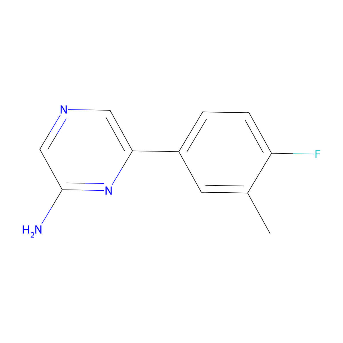 6-(4-Fluoro-3-methylphenyl)pyrazin-2-amine molecular structure, CAS 1495843-26-9