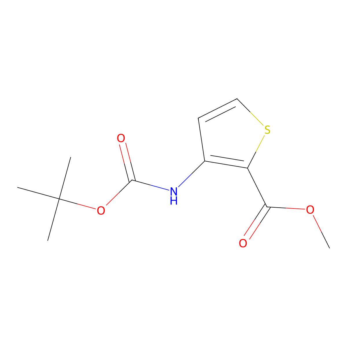 Methyl 3-((tert-butoxycarbonyl)amino)thiophene-2-carboxylate molecular structure, CAS 149587-72-4