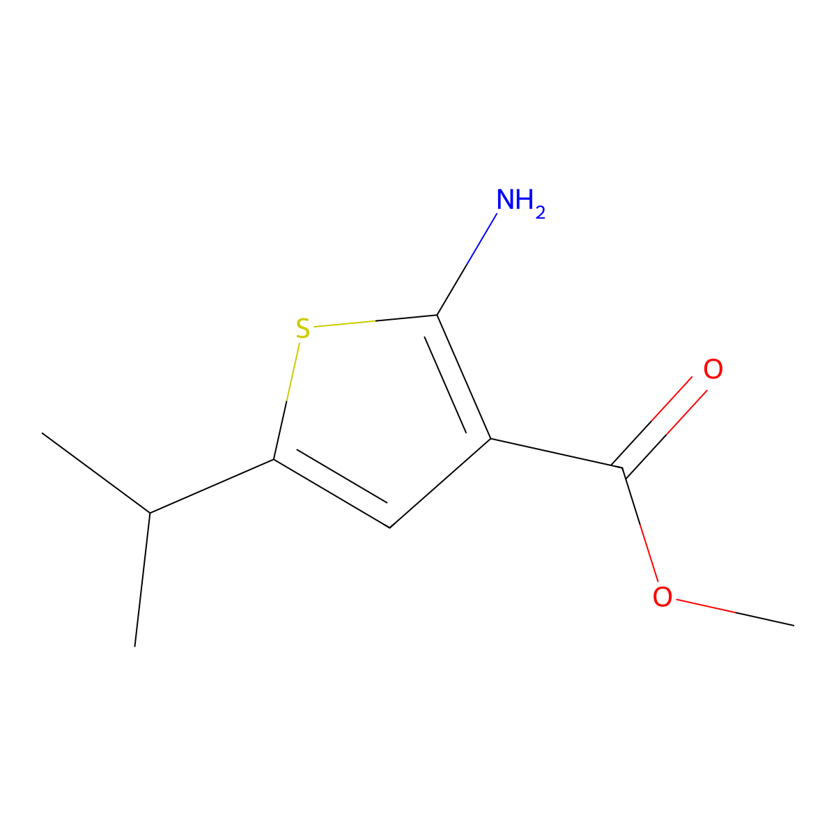 Methyl 2-amino-5-isopropylthiophene-3-carboxylate molecular structure, CAS 149587-85-9