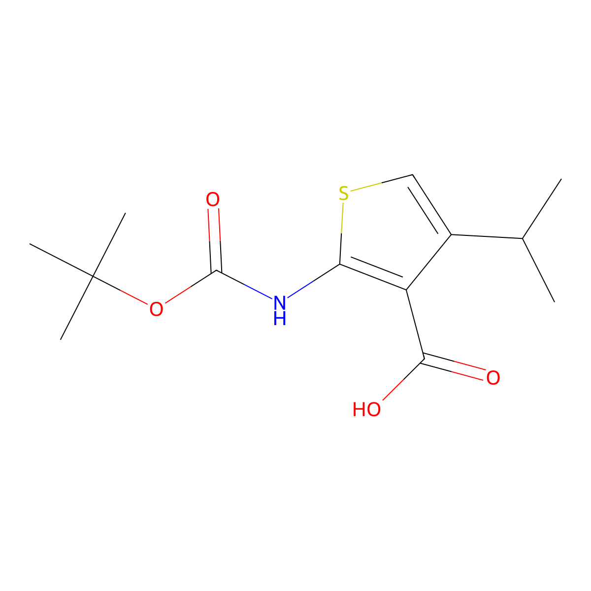 2-t-Butoxycarbonylamino-4-isopropylthiophene-3-carboxylic acid molecular structure, CAS 149587-98-4
