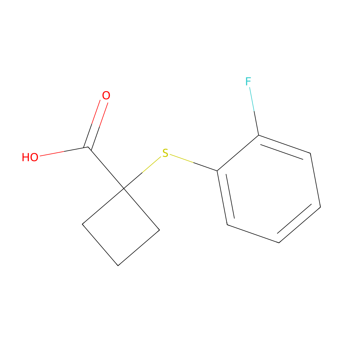 1-[(2-Fluorophenyl)sulfanyl]cyclobutane-1-carboxylic acid molecular structure, CAS 1495875-40-5