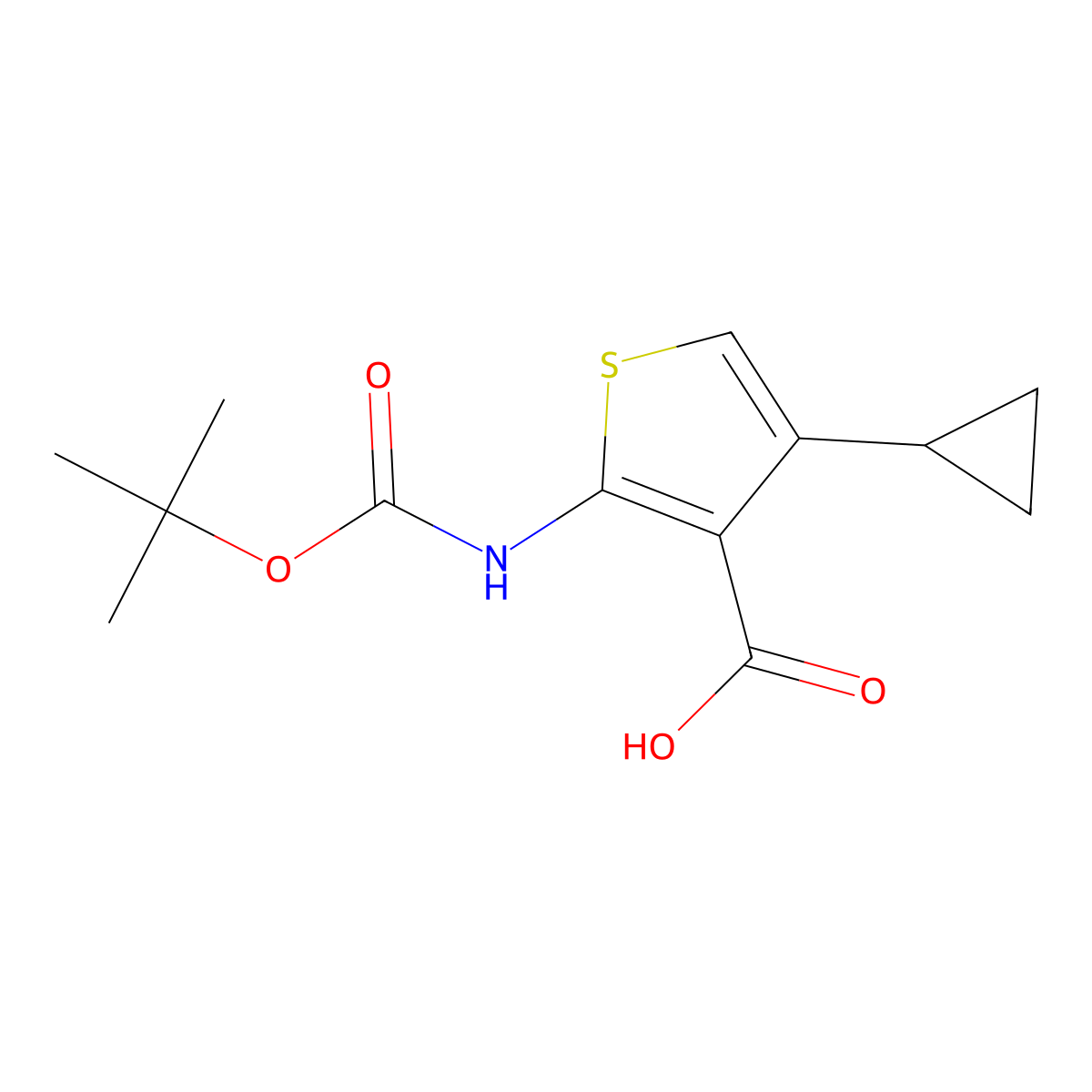 2-t-Butoxycarbonylamino-4-cyclopropylthiophene-3-carboxylic acid molecular structure, CAS 149588-01-2