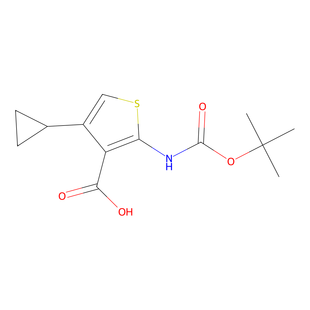 2-t-Butoxycarbonylamino-4-cyclopropylthiophene-3-carboxylic acid molecular structure, CAS 149588-01-2