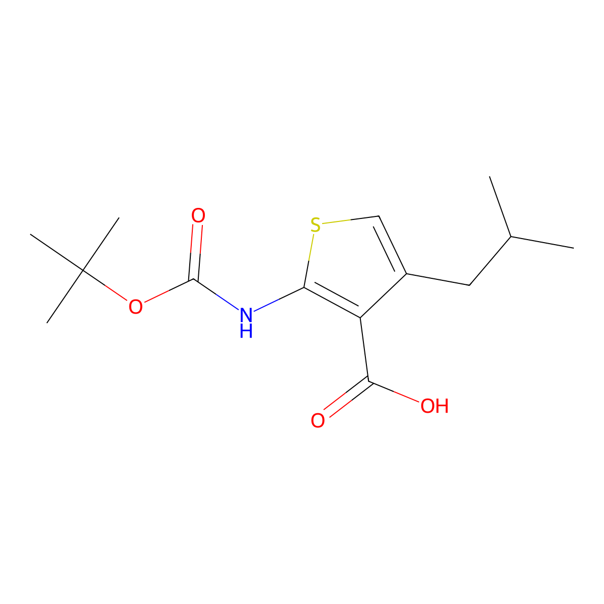 2-{[(Tert-butoxy)carbonyl]amino}-4-(2-methylpropyl)thiophene-3-carboxylic acid molecular structure, CAS 149588-05-6