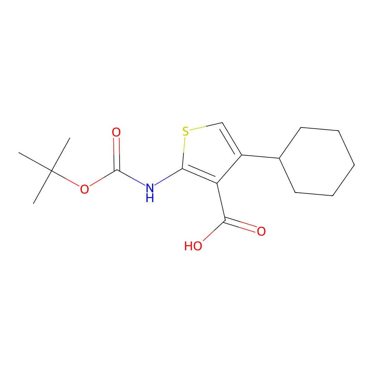 2-{[(Tert-butoxy)carbonyl]amino}-4-cyclohexylthiophene-3-carboxylic acid molecular structure, CAS 149588-11-4