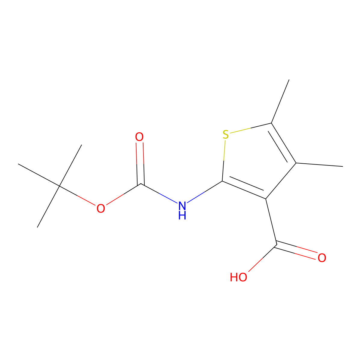 2-t-Butoxycarbonylamino-4,5-dimethylthiophene-3-carboxylic acid molecular structure, CAS 149588-17-0