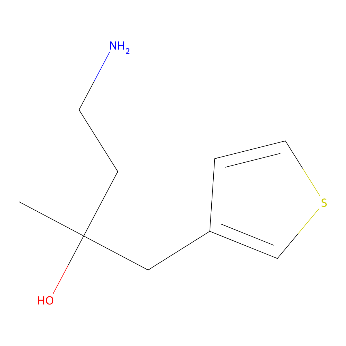 4-Amino-2-methyl-1-(thiophen-3-yl)butan-2-ol molecular structure, CAS 1495891-39-8
