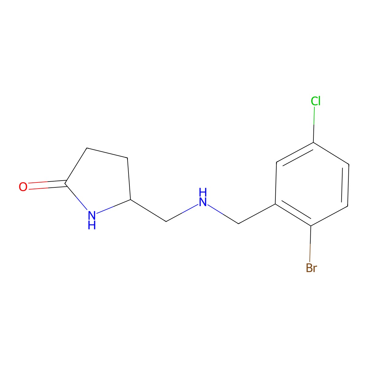 5-(((2-Bromo-5-chlorobenzyl)amino)methyl)pyrrolidin-2-one molecular structure, CAS 1495894-69-3