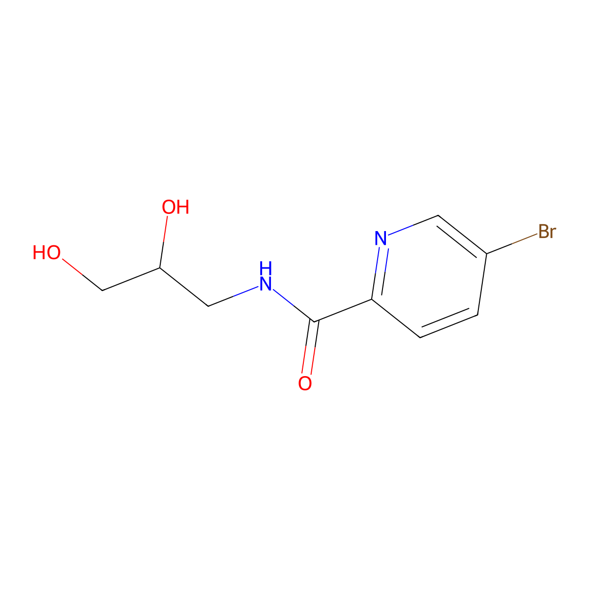 5-bromo-N-(2,3-dihydroxypropyl)pyridine-2-carboxamide molecular structure, CAS 1495908-90-1