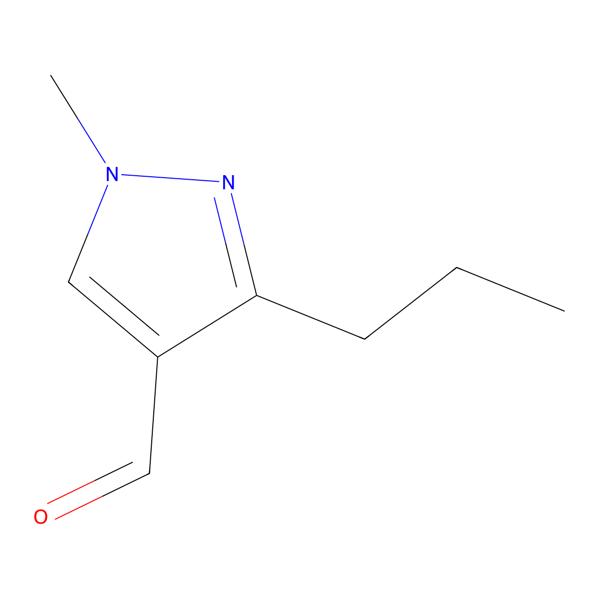 1-methyl-3-propyl-1H-pyrazole-4-carbaldehyde molecular structure, CAS 1495959-72-2