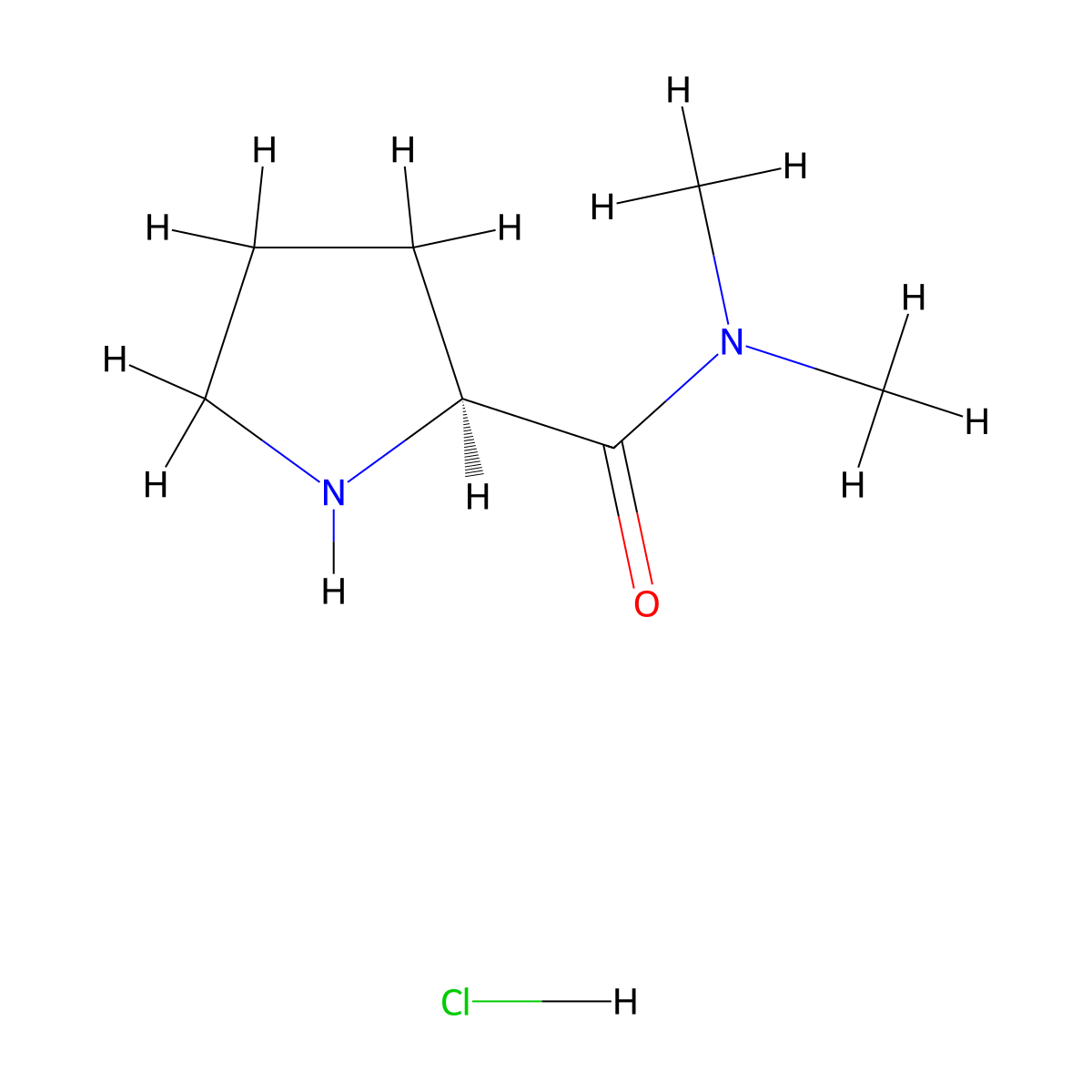 (S)-N,N-Dimethylpyrrolidine-2-carboxamide hydrochloride molecular structure, CAS 149596-90-7