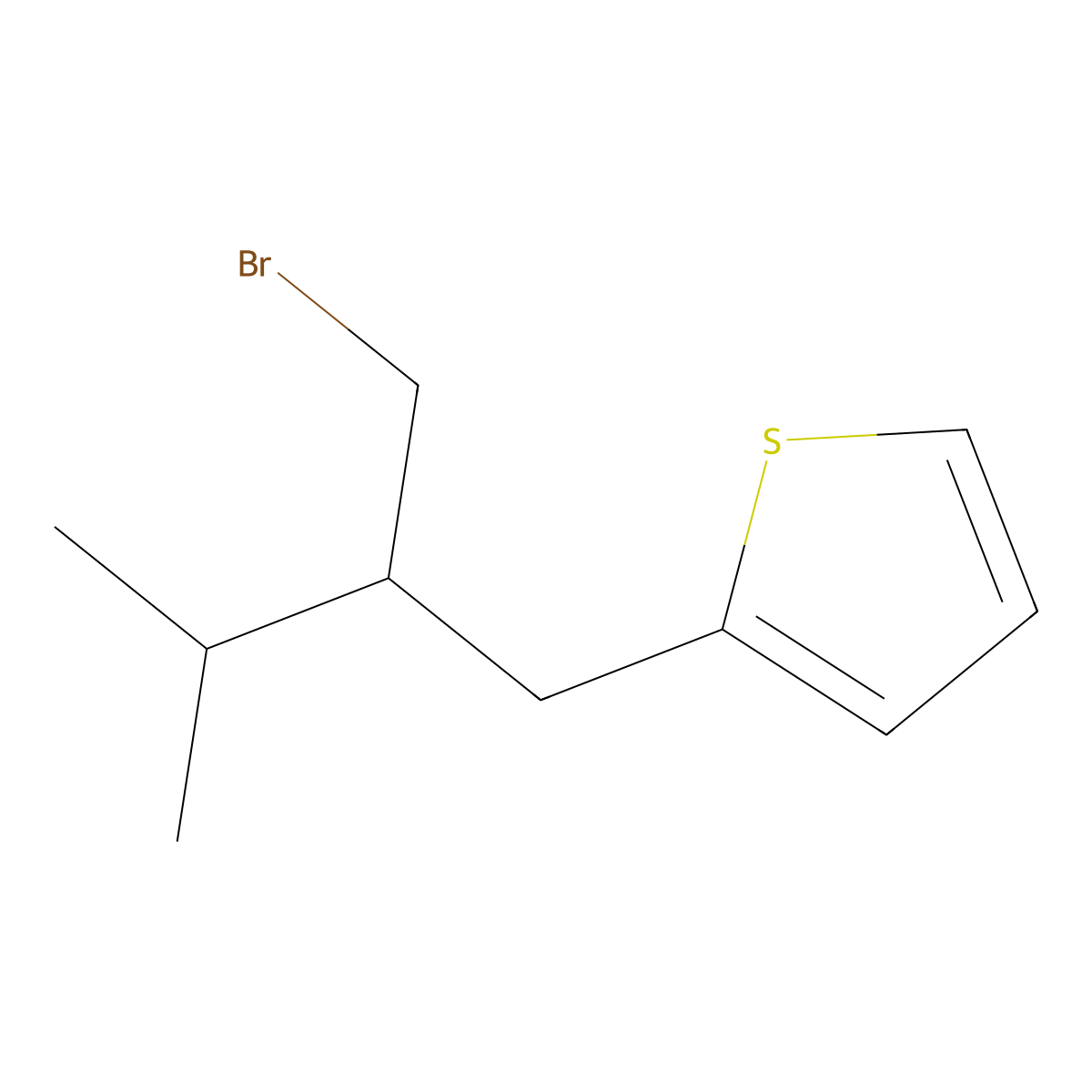 2-(2-(Bromomethyl)-3-methylbutyl)thiophene molecular structure, CAS 1495962-98-5