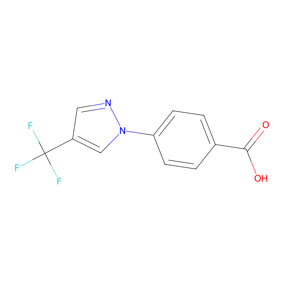 4-[4-(trifluoromethyl)-1H-pyrazol-1-yl]benzoic acid molecular structure, CAS 1495970-13-2