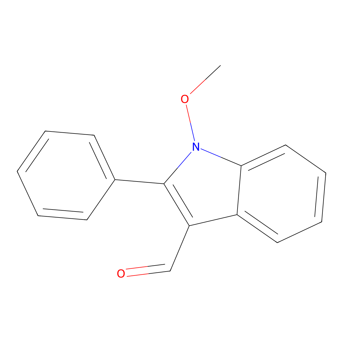 1H-Indole-3-carboxaldehyde, 1-methoxy-2-phenyl- molecular structure, CAS 14960-63-5