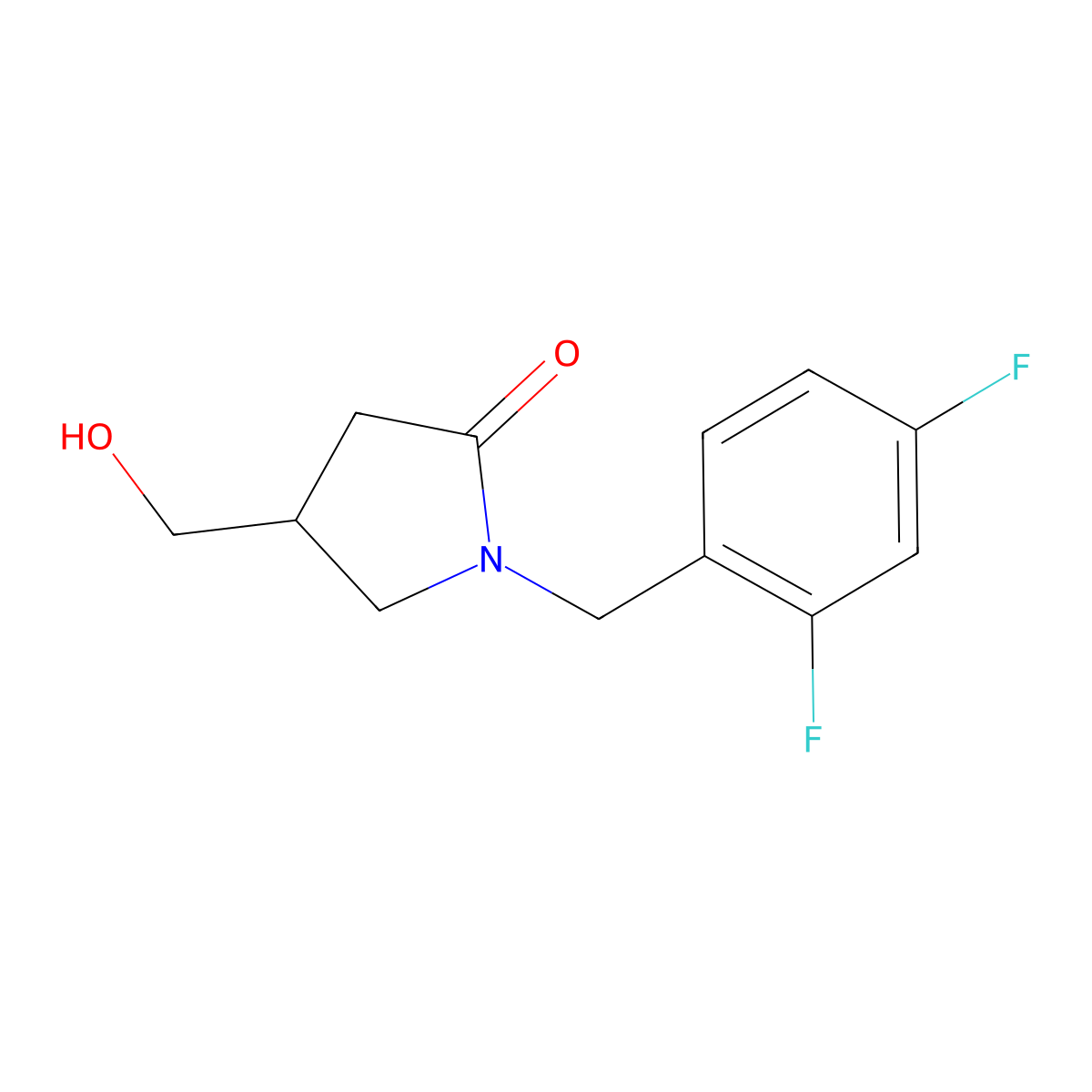 1-[(2,4-Difluorophenyl)methyl]-4-(hydroxymethyl)pyrrolidin-2-one molecular structure, CAS 1496001-81-0