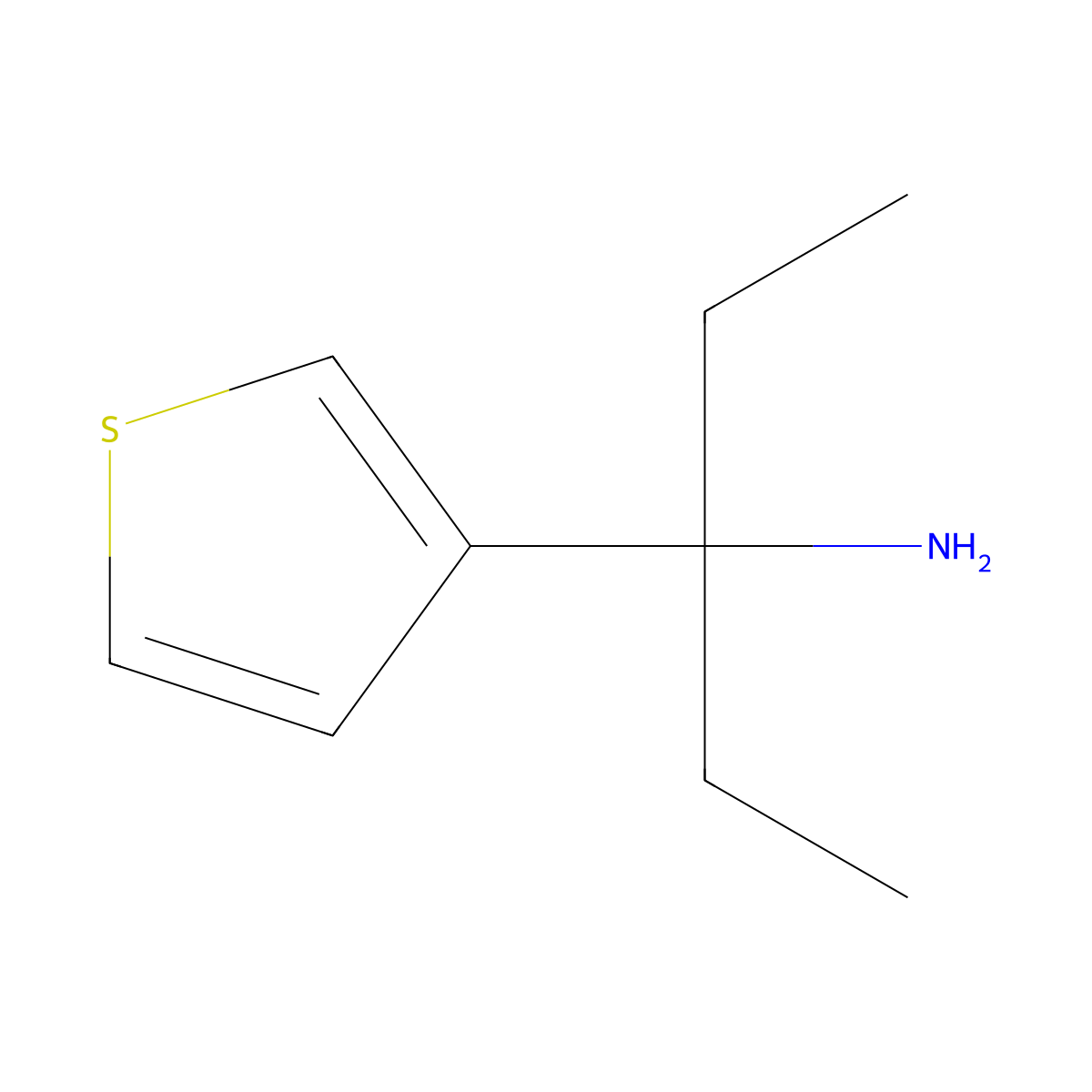 3-(Thiophen-3-yl)pentan-3-amine molecular structure, CAS 1496014-28-8