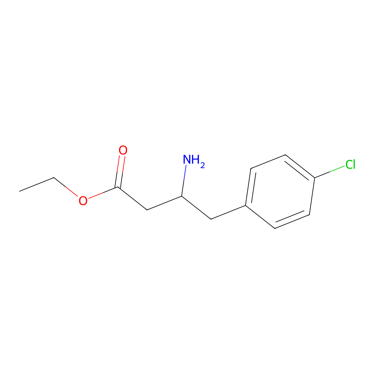 Ethyl 3-amino-4-(4-chlorophenyl)butanoate molecular structure, CAS 1496025-88-7