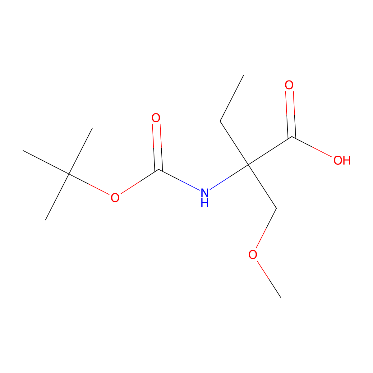 2-{[(Tert-butoxy)carbonyl]amino}-2-(methoxymethyl)butanoic acid molecular structure, CAS 1496026-94-8