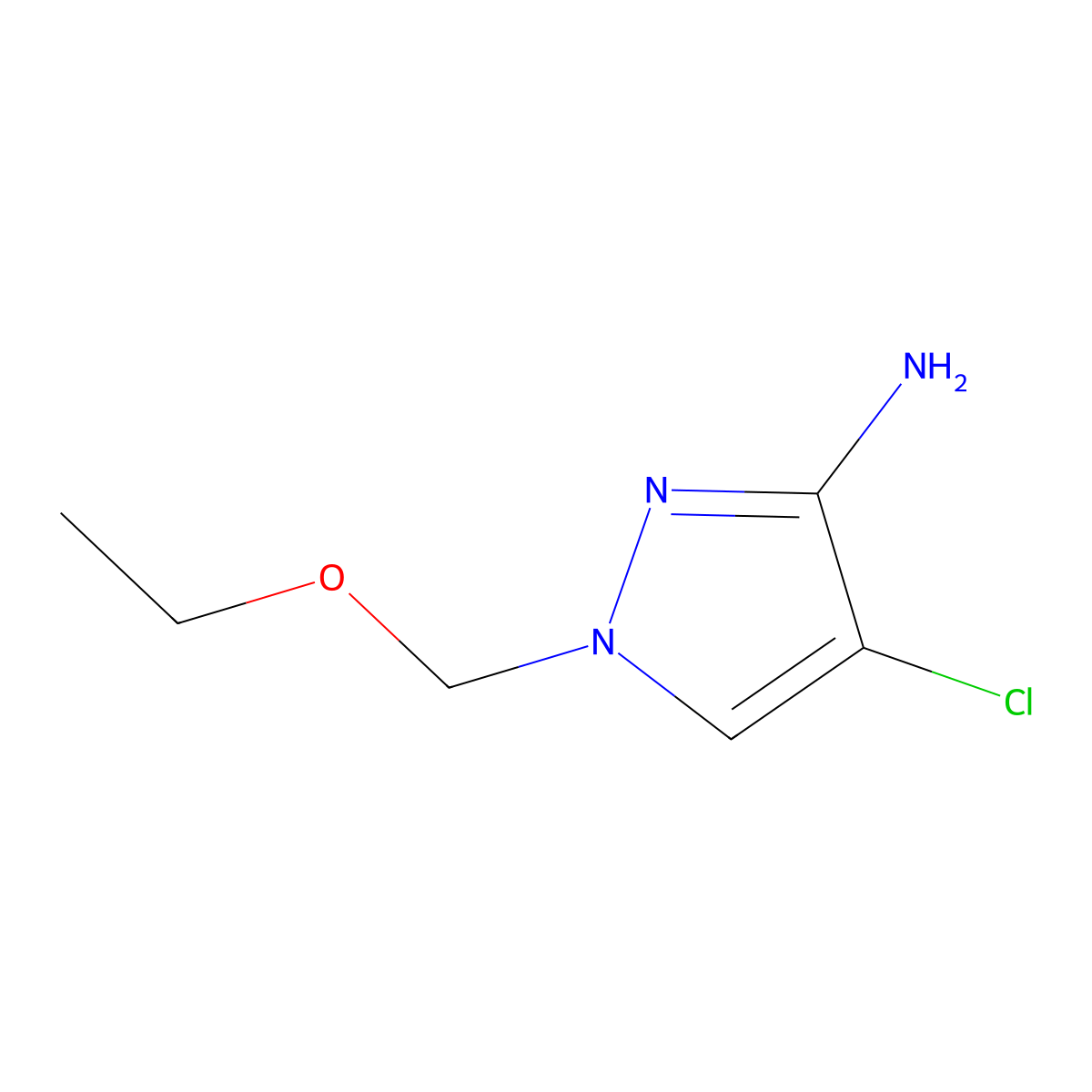 4-chloro-1-(ethoxymethyl)-1H-pyrazol-3-amine molecular structure, CAS 1496028-53-5