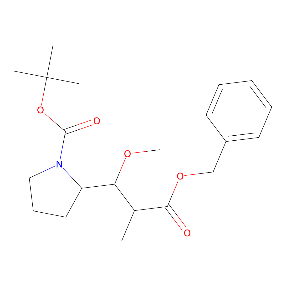 (S)-tert-butyl 2-((1R,2R)-3-(benzyloxy)-1-methoxy-2-methyl-3-oxopropyl)pyrrolidine-1-carboxylate molecular structure, CAS 149606-97-3